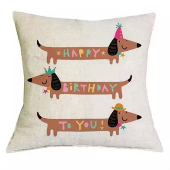 NWT Dachshund Birthday Pillow Cover - Picture 1 of 1